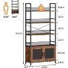 Homhougo Bookshelf with Doors Industrial Bookcase with 4 Tiers Open Storage Shelf Rustic Bookshelves 70.87" Tall Display Rack Cabinet, Brown - 2 of 4