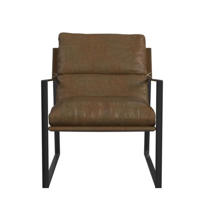 Varick Acorn Faux Leather and Metal Accent Chair