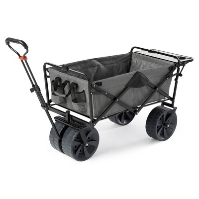 Mac Sports Foldable Heavy Duty Utility Garden Cart Wagon with Table Bundle Straps Teal 