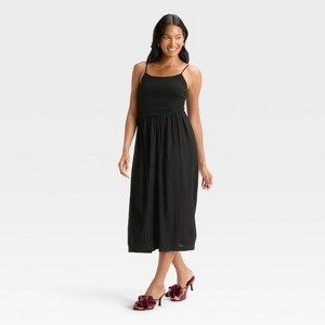 Women's Smocked V-Waist Midi Dress - A New Day™ - 1 of 3