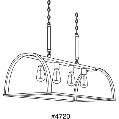 Gilded Iron 4-Light Geometric Cage Island Pendant