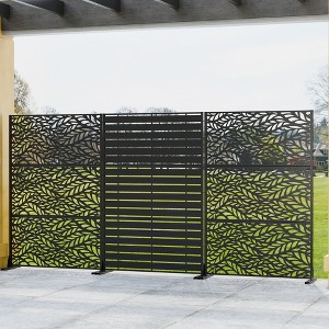 Wooakway 142"W x 72"H Black Metal Trellis Panel Outdoor Garden Privacy Screen with Scroll Design Indoor Room Divider for Patio Balcony and Yard Decor - 1 of 4