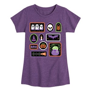 Girls' - Instant Message - Halloween Frames -Youth Girls Short Sleeve T-Shirt Fitted Short Sleeve Graphic T-Shirt - 1 of 4