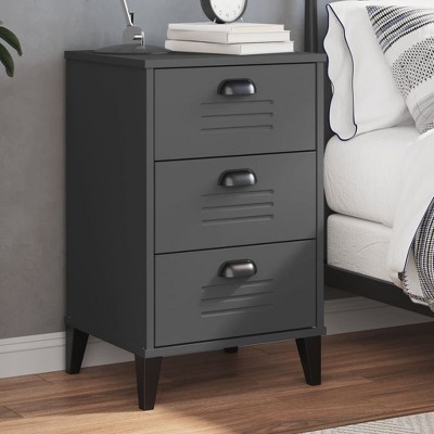 vidaXL Bedside Cabinet Accent End Table Bedroom Furniture Solid Wood Pine, 15.7"x13.8"x25.6", With 3 Drawers