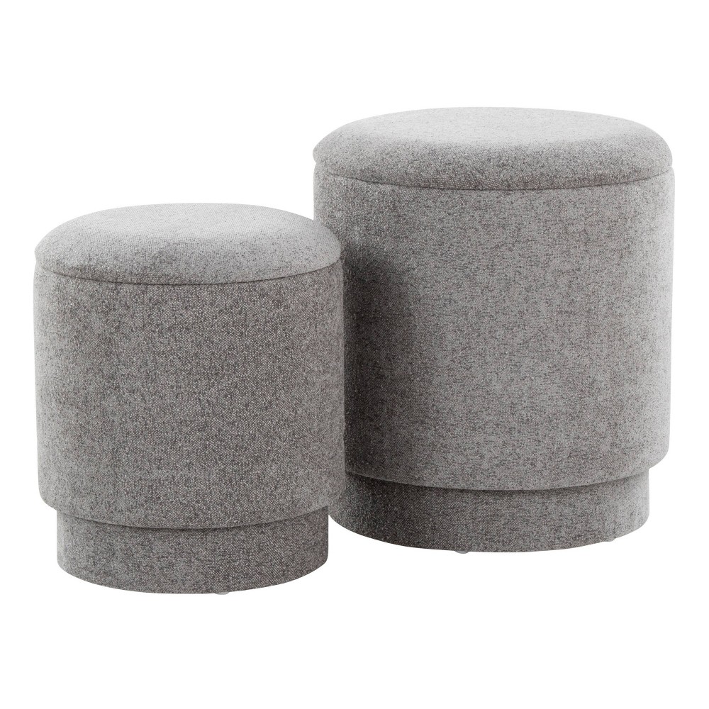 Photos - Garden Furniture LumiSource Marla Upholstered Ottoman Set Gray