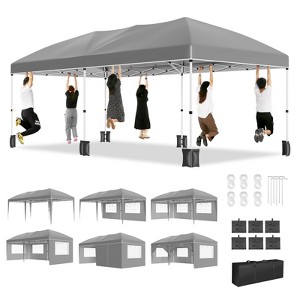 10x20 Pop Up Canopy Tent with 6 Sidewalls Waterproof Outdoor Party Tent Canopy Tents with Adjustable Height Commercial Event Gazebo - 1 of 4