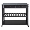 Solid Granite Top Kitchen Cart/Island with Optional Stool Storage - Crosley - 3 of 4
