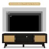 PAGED Rattan TV Stand with Variable Color Light Strip, Wooden TV Console with Adjustable Shelf and Metal Leg, TV Stands for Living Room - 4 of 4