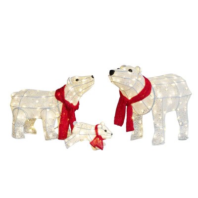 Karl Home 3pcs Northern Lights Polar Bear Family LED Christmas Decoration