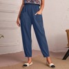 Women's Elastic Waist Ankle Pants Casual Slant Pockets Trousers - 2 of 4