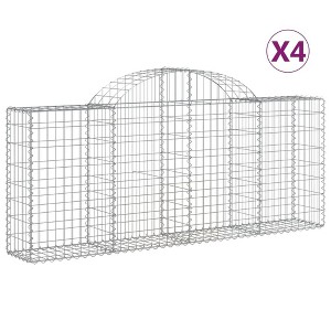 vidaXL Gabion Basket Set of 4 Silver Galvanized Iron Large - 1 of 4