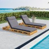 Christopher Knight Home Moreno Outdoor Acacia Wood Adjustable Chaise Lounge with Water-Resistant Cushion (Set of 2) - 2 of 4