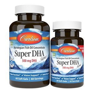 Carlson - Super DHA Gems, 500 mg DHA, Norwegian, Wild Caught, Sustainably Sourced - 1 of 4