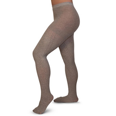 LECHERY Women's Cable Knit Tights (1 Pair) - L/Xl, Gray