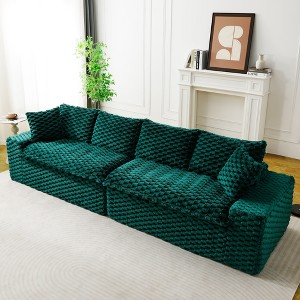 120" Turtle Velvet Sofa with Ergonomic Backrests, High-Density Sponge Cushions, and 400lbs Weight Capacity - 1 of 4