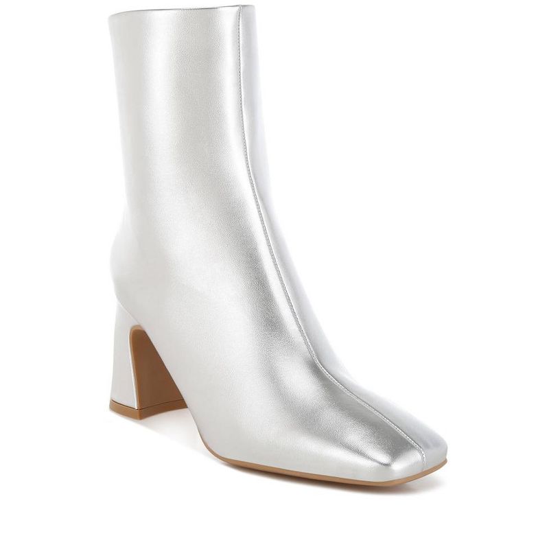 London Rag Womens Simba Square Toe Metallic Ankle Boots 5