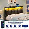 Greenstell  Bed Headboard - Upholstered with 2-Tier Storage Shelves, Charging Station & LED Lights, Height Adjustable Sturdy Frame for Bedroom - 3 of 4
