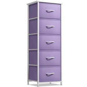 Sorbus Narrow 5 Drawers Nightstand with Steel Frame, Wood Top, Easy Pull Fabric Bins for Home, Bedroom, Office & Dorm - 1 of 4