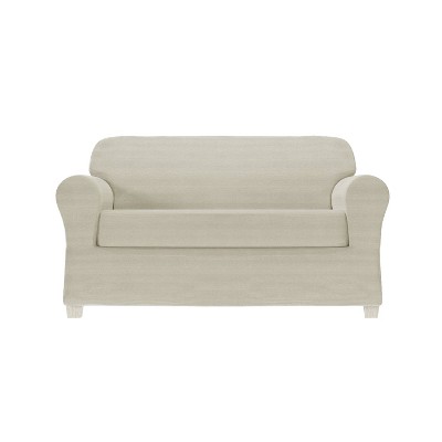 
2pc Chenille Stretch Loveseat Slipcover - Zenna Home