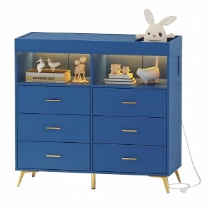GustoWave Utility Changing Table Dresser with Drawers, LED Light & Metal Feet, Diaper Changing Station Nursery Organizer for Infants - 1 of 4