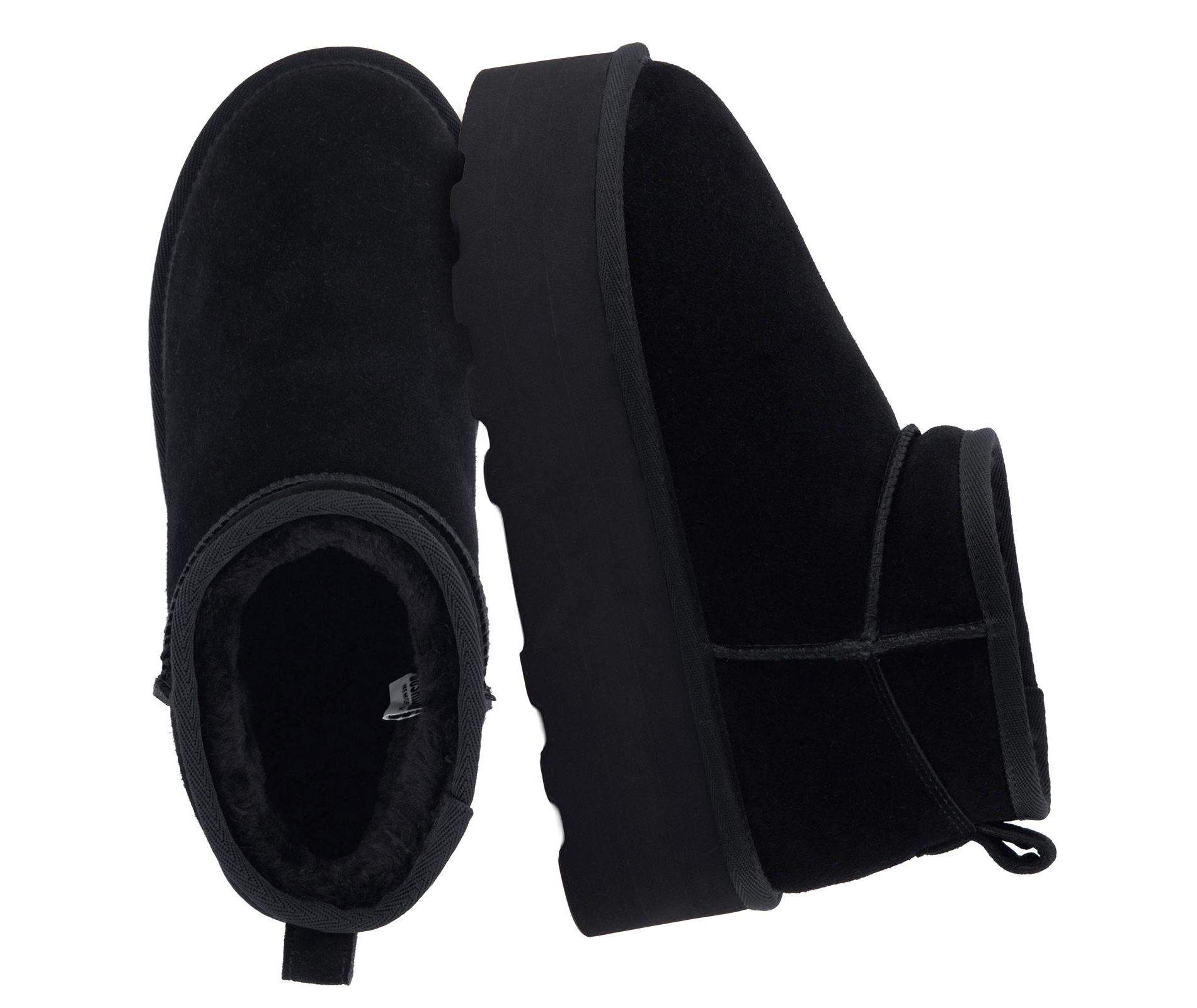 CUSHIONAIRE Hippy Women’s Platform Ankle Boots – Genuine Suede, Faux Fur Lining, Cozy Winter Slip-On Design, Comfortable Footwear