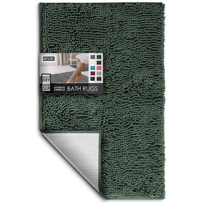 Hearth & Harbor Bathroom Rugs, Chenille Bath Mat - Hunter Green Bath ...