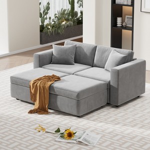 Buenhomino Modern DIY Sectional Sofa, Modular Sectional Couches for Living Room，Light Gray Velvet - 1 of 4