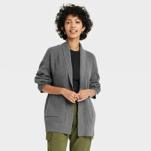 Women's Open-Front Cardigan - Universal Thread™ Dark Gray S