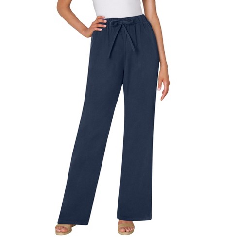 Woman Within Women's Plus Size Petite Drawstring Denim Wide-Leg Denim Pant - image 1 of 4