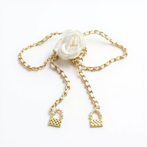 Anna-Kaci Women's Rose Flower Chain Belt with Hanging Lock Charms and Adjustable Drape Design 45.5in - 1 of 4