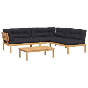 vidaXL Pallet Sofa Set Acacia wood with black cushions - 1 of 4
