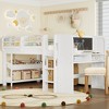 ORRD Twin Loft Bed with Desk & Bookcase, Low Bunk Bed with Storage Drawers, Blackboard & Play Area, Solid Wood, White Kids Bed, No Box Spring - 2 of 4