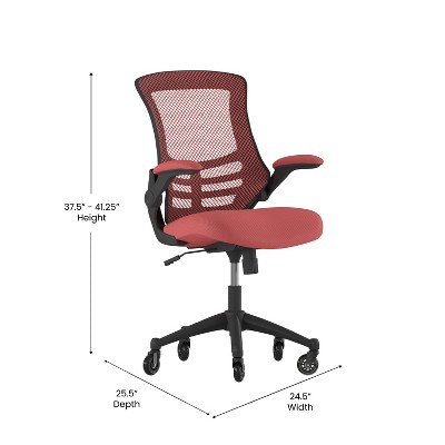 Red Mesh Ergonomic Swivel Task Chair with Adjustable Arms