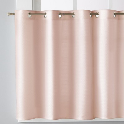 Blush Polyester Light-Filtering Grommet Kitchen Window Tier Pair
