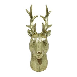 Transpac 8.5 Inch Golden Reindeer Head Decor Resin Figurine for Christmas Tabletop Decoration and Gift Giving - 1 of 1