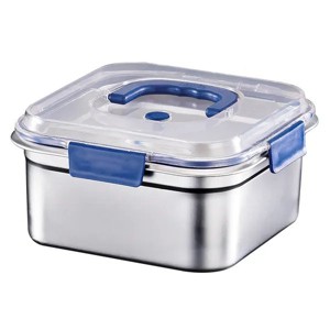 2-Pack Extra-Large Stainless Steel Food Storage Containers W/Blue Lids, Deep Design, Airtight Seal, Refrigerator Organization, Meal Prep, Lunch Boxes - 1 of 4