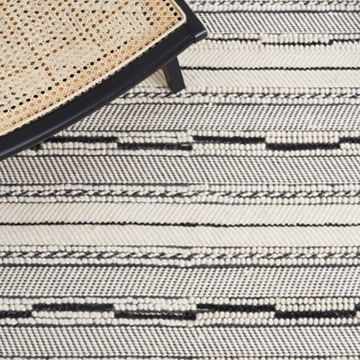 Handmade Black Wool Flat Woven 6' x 9' Rug