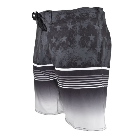 Burnside Men's Boardshort Quick Dry Stars and Stripe Print | Black 36