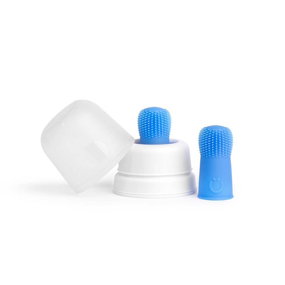 Ubbi Baby Silicone Finger Toothbrush with Storage Case, 2 Pack, Polaris Blue: BPA-Free, Soft Bristles