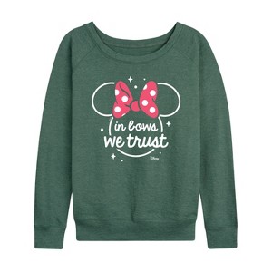 Women's - Disney - Minnie Mouse Lightweight French Terry Wide Neck Long Sleeve Shirt - 1 of 4