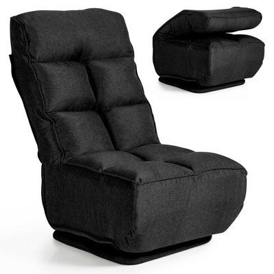 Costway Swivel Folding Floor Chair 6-Position Gaming Chair w/ Metal Base
