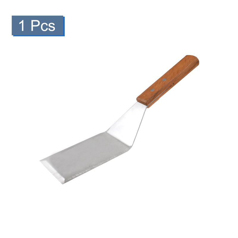 Unique Bargains Wood Handle Stainless Steel Smooth Wide Spatula Silver Tone 11.2" Long 1 Pc, 3 of 5