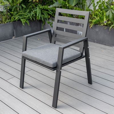 Chelsea Black Aluminum Patio Dining Armchair Set with Cushions