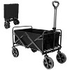DOMETOUR Collapsible Wagon Cart with Wider Wheels & Auto-Rebound Handle - Heavy-Duty, Utility Grocery Shopping Cart for Camping, Beach & Gardening - 2 of 4