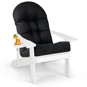 Costway Adirondack Chair HIPS Adirondack Chair with Cup Holder & Cushion Black/Green/Navy/Grey/White/Yellow - 1 of 4