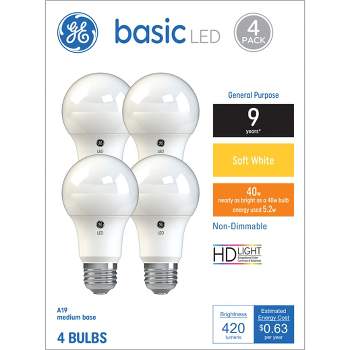 GE 4pk 5.2W 40W Equivalent Basic LED Light Bulbs Soft White