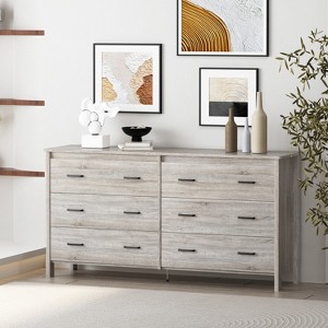 ORRD 6-Drawer Dresser, Modern Faux Wood Storage Chest 60" Wide | Slim 16" Depth Bedroom Organizer with 6 Sleek Handles - 1 of 4