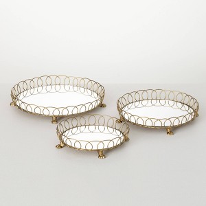 Sullivans 12.5", 10.5" & 8.5" Gilded Gold Mirror Tray Set of 3, Metal - 1 of 3