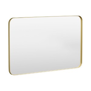 Tempered Glass Rounded Rectangle Framed Wall-Mounted Bathroom Vanity Mirror - 1 of 1