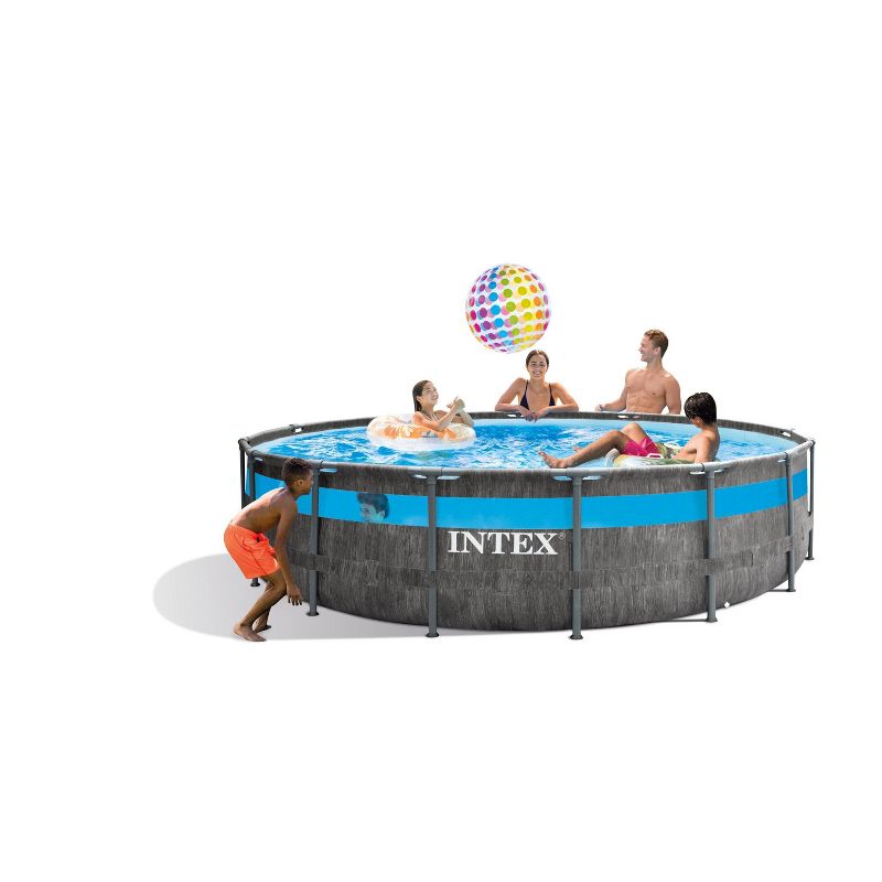 Intex 14&#39; x 42&#34; Clearview Prism Frame Above Ground Pool - Graywood Print, 3 of 11